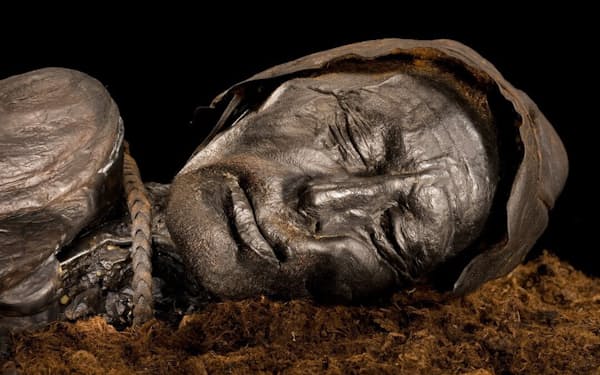 トーロンマンは約2400年前、革ひもで首をつるされた後、デンマークの泥炭地に投げ込まれた（PHOTOGRAPH BY ROBERT CLARK, NAT GEO IMAGE COLLECTION）