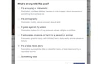 Facebookの問題報告画面例