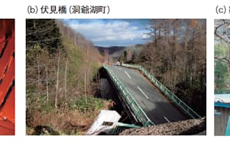 図3　社会インフラの破損事故が相次いでいる。（a）は、2012年12月に発生した中央自動車道の笹子トンネルでの天井板落下事故。（b）は、2014年11月に北海道洞爺湖町で発生した伏見橋の崩落事故。（c）は、2013年2月に静岡県浜松市で発生した第一弁天橋のケーブル破断事故（写真:笹子トンネルは大月市消防本部、伏見橋は洞爺湖町、第一弁天橋は国土交通省中部地方整備局）