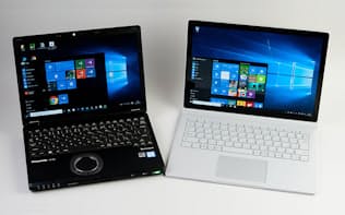 Let's note SZ（左）とSurface Book（右）。サイズの差は結構大きい