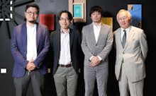 (左から)Takramの櫻井稔氏、アクセンチュアの保科学世氏、畦地直樹氏、音楽家の大山平一郎氏(東京・港区のアクセンチュア・イノベーション・ハブ東京にて撮影)。