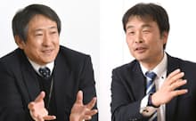ミツウロコクリエイティブソリューションズ(ミツウロコCS)の永沼敬氏(取締役 ミツウロコ事務センター長 兼 遠隔指針情報取得・利用事業推進プロジェクト担当)と高橋潤氏(グループシステム推進部 副部長 企画チーム担当 兼 遠隔指針情報取得・利用事業推進プロジェクト担当)