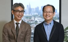ローランド・ベルガーの長島聡社長(左)とエイシングの出澤純一・代表取締役CEO(右)
