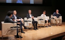 左からNEC 岩田太地氏、衆議院議員 村井英樹氏、バンクソフト CEO テリエ・チョス氏、ワンファイナンシャル CEO 山内奏人氏、元シンガポールDBS銀行 CIOスティーブ・モナハン氏