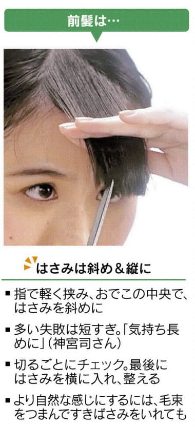 自分でヘアカット 乾いた状態で 前髪は縦か斜めに Nikkei Style