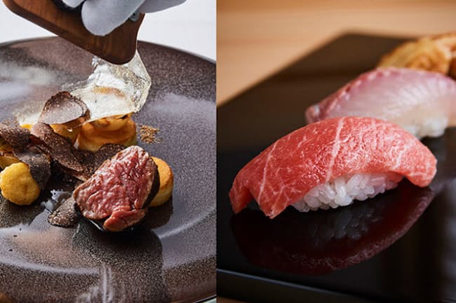 食材の最も美味しい瞬間を追求し、贅沢で大胆な組み合わせで日本の旬を存分に味わえるフランス料理と、江戸前の技をしっかり受け継いだこの道19年の職人が、独自の発想と感性で握るすしの名店。あなたはどちらが気になる?(NikkeiLUXEより) 食材の最も美味しい瞬間を追求し、贅沢で大胆な組み合わせで日本の旬を存分に味わえるフランス料理と、江戸前の技をしっかり受け継いだこの道19年の職人が、独自の発想と感性で握るすしの名店。あなたはどちらが気になる?(NikkeiLUXEより)