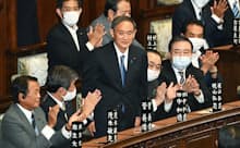 臨時国会の衆院本会議で自民党の菅義偉総裁が首相に選出された。