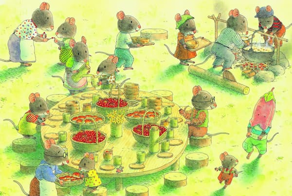 「14ひきのあさごはん」(童心社)より 「14ひきのあさごはん」(童心社)より